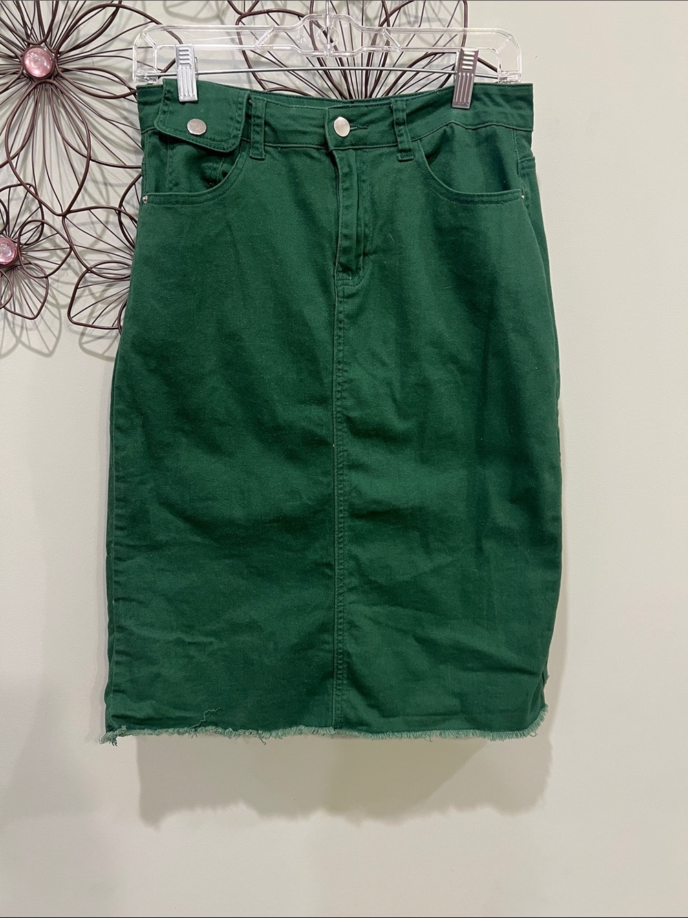 Allegra K Dark Green Denim Pencil Skirt-NWOT